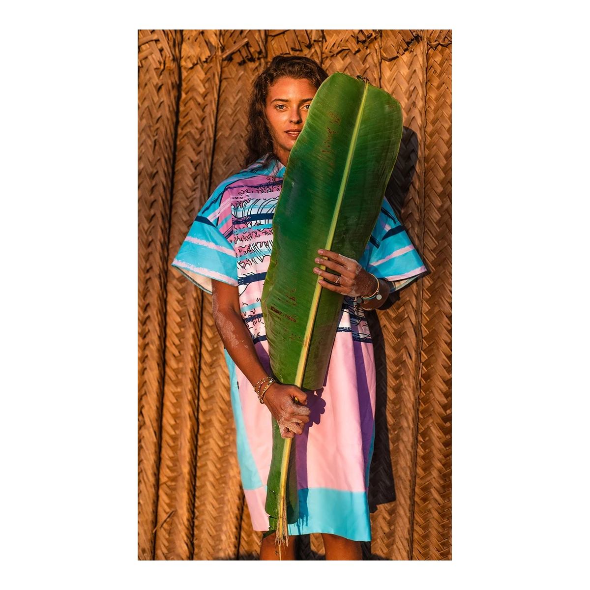 Women's surfing poncho quick dry change robe Kanagawa Gagaboo