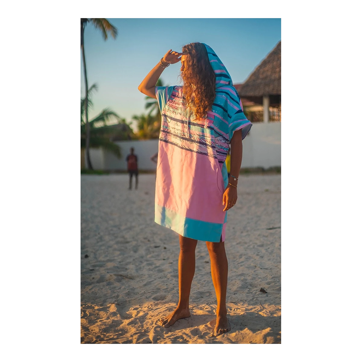Women's surfing poncho quick dry change robe Kanagawa Gagaboo