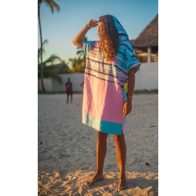 Women's surfing poncho quick dry change robe Kanagawa Gagaboo