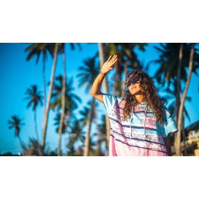 Women's surfing poncho quick dry change robe Kanagawa Gagaboo