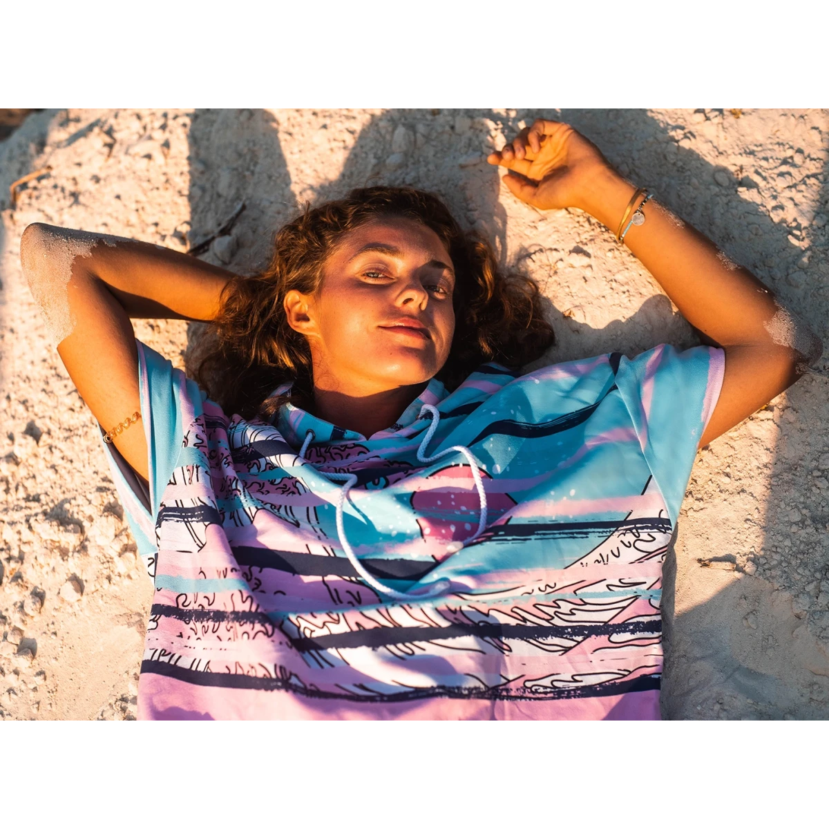 Women's surfing poncho quick dry change robe Kanagawa Gagaboo