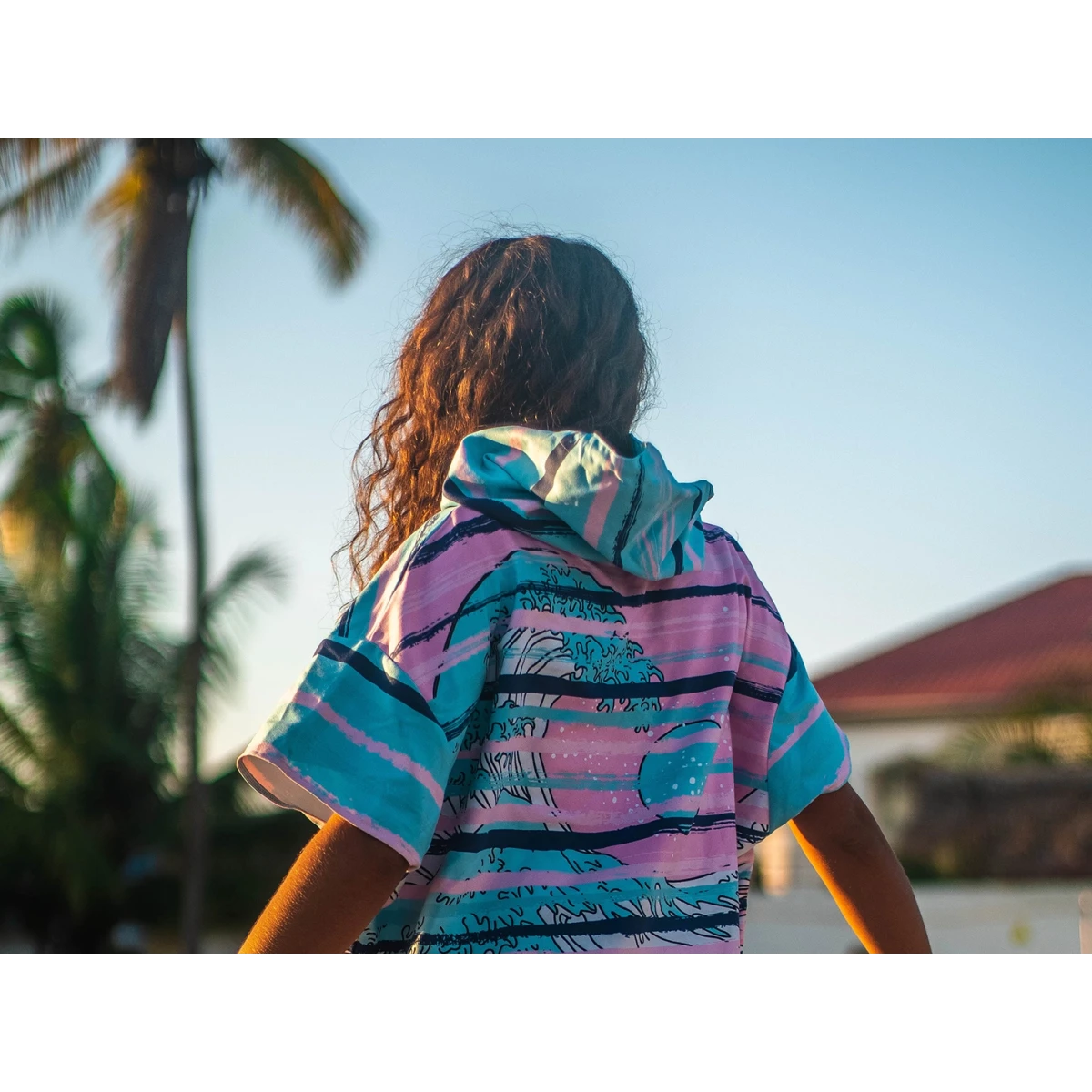 Women's surfing poncho quick dry change robe Kanagawa Gagaboo