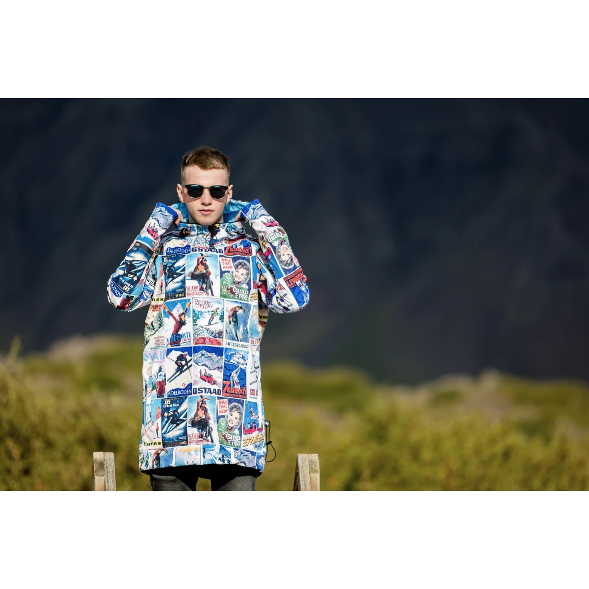 Men's snowboard hoodie waterproof tech sweatshirt Denim