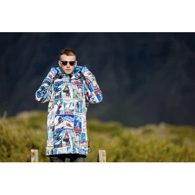 Men's snowboard hoodie waterproof tech sweatshirt Denim